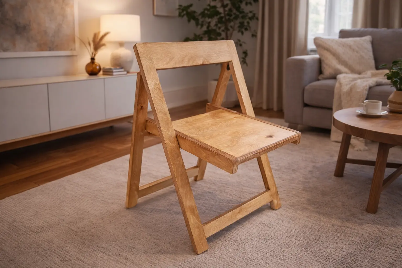 صندلی تاشو چوبی گندومی
