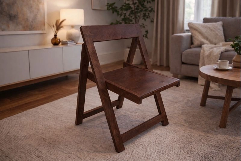 صندلی تاشو چوبی شکلاتی